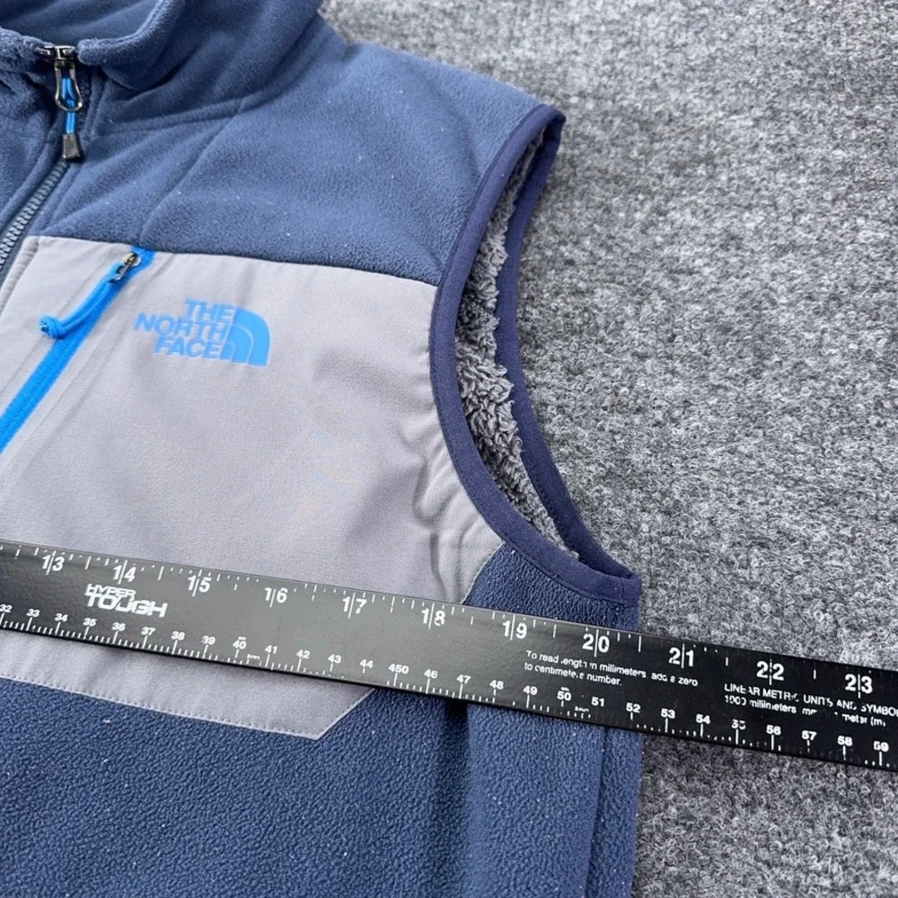 The North Face Mens Blue Gray Full Zip Sherpa Lined Fleece Vest Size M